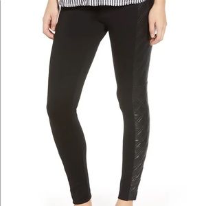 Nordstrom leggings with leather detail